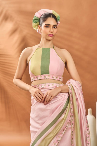 Masaba Pink Blooming Board Saree indian designer wear online shopping melange singapore