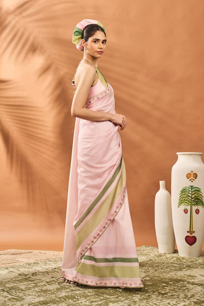 Masaba Pink Blooming Board Saree indian designer wear online shopping melange singapore