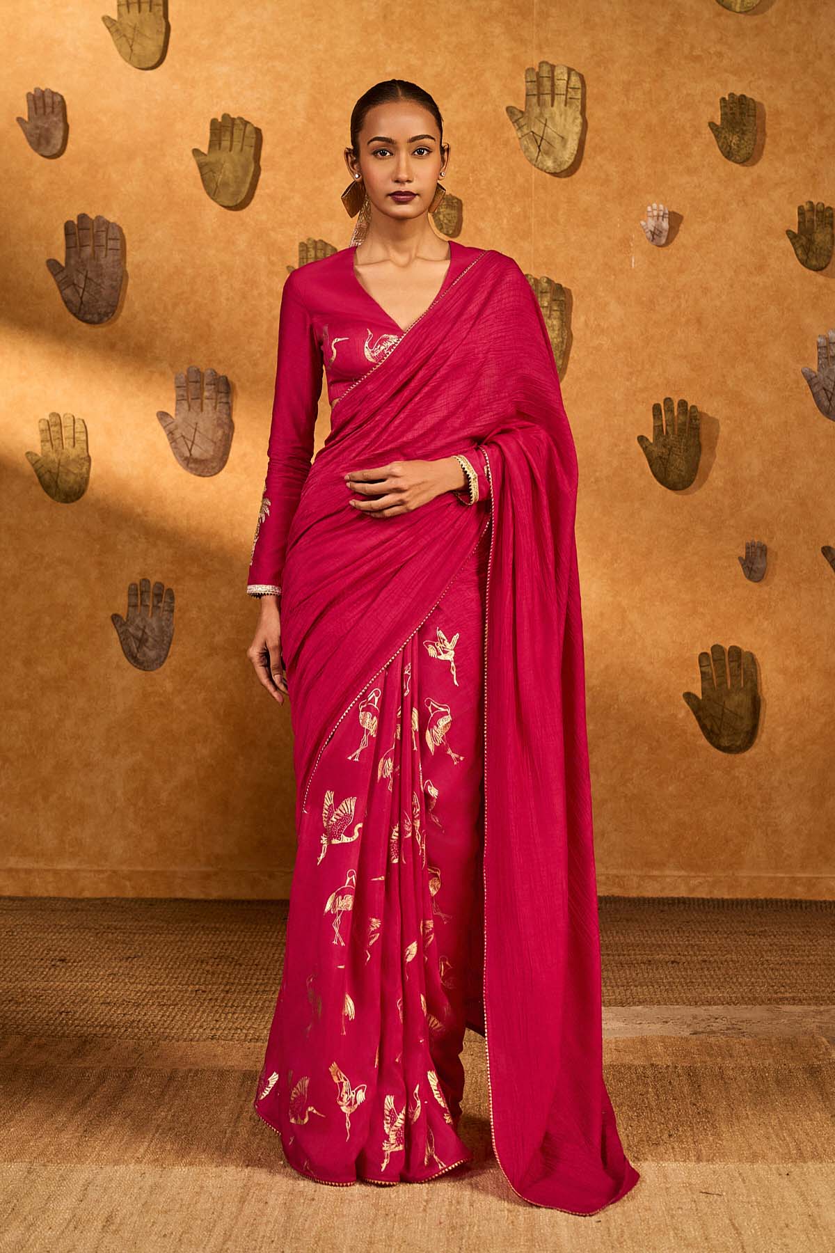 Masaba Pink Crane Dawn Saree indian designer wear online shopping melange singapore 
