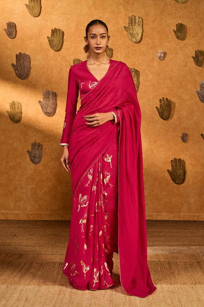 Masaba Pink Crane Dawn Saree indian designer wear online shopping melange singapore 
