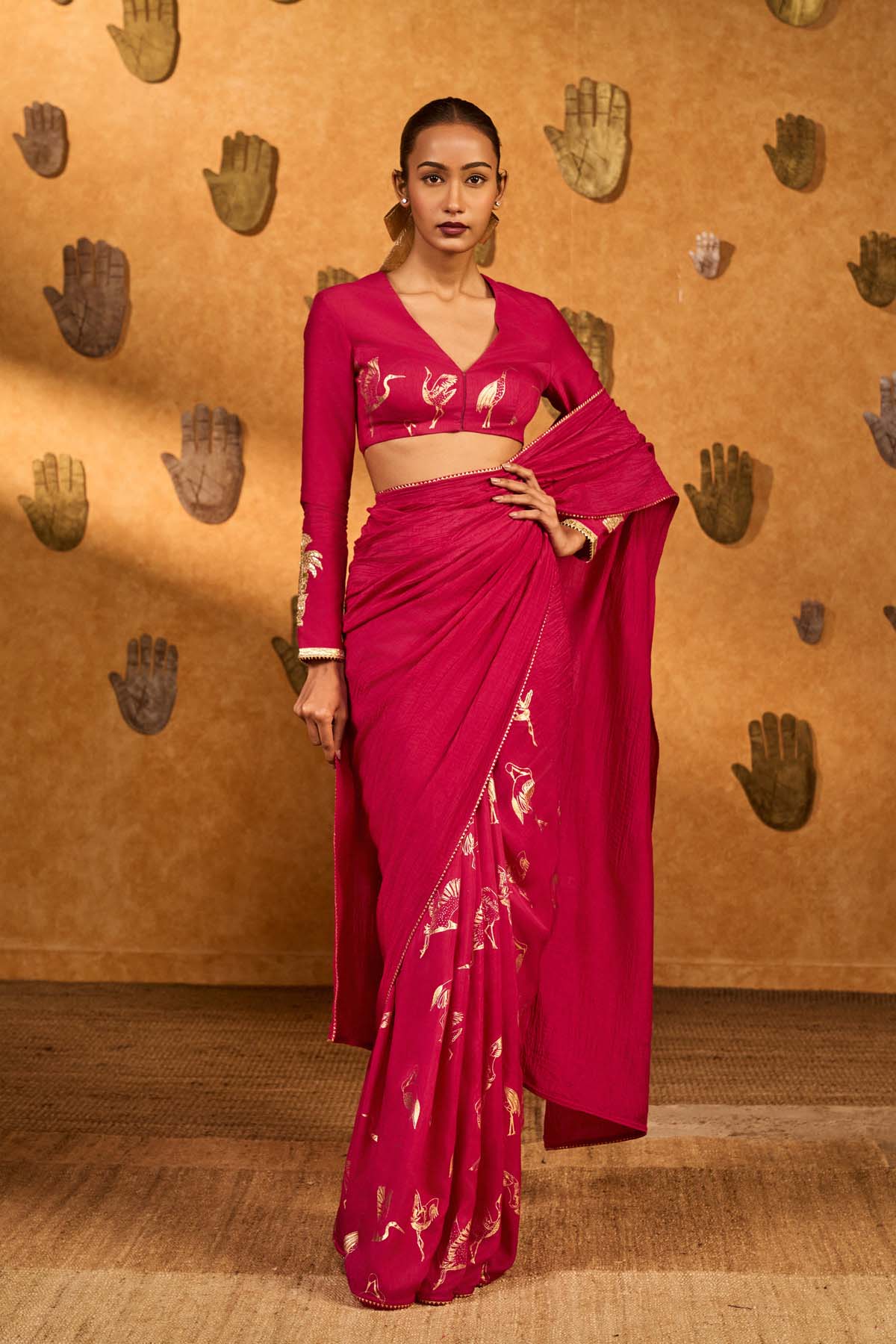 Masaba Pink Crane Dawn Saree indian designer wear online shopping melange singapore 
