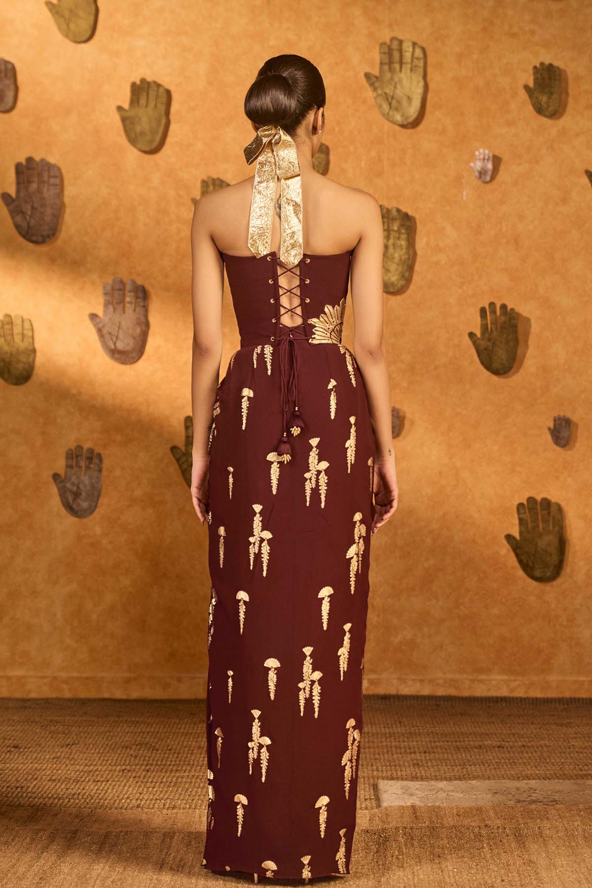 Masaba Plum Cherry Vine Fusion Set indian designer wear online shopping melange singapore 