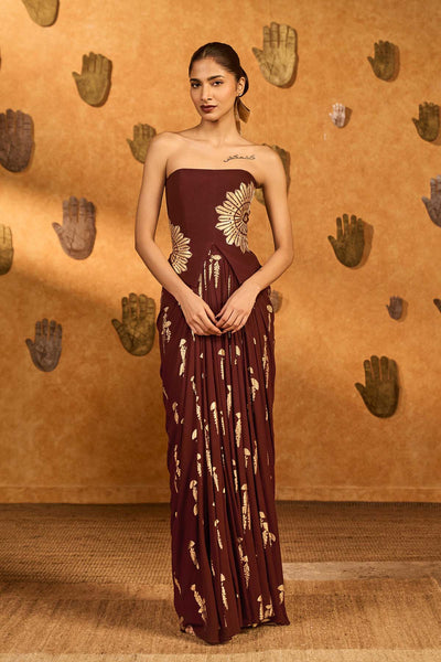 Masaba Plum Cherry Vine Fusion Set indian designer wear online shopping melange singapore 
