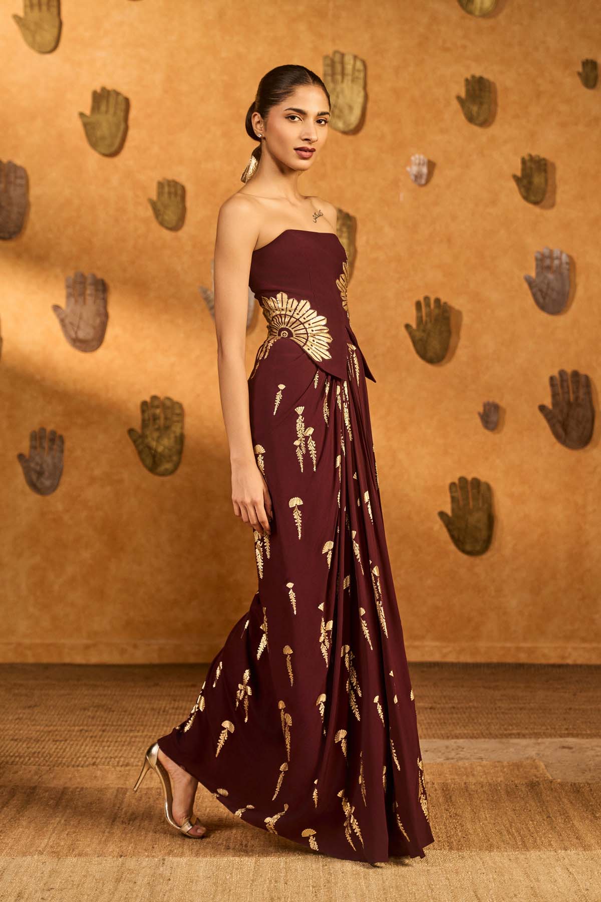Masaba Plum Cherry Vine Fusion Set indian designer wear online shopping melange singapore 