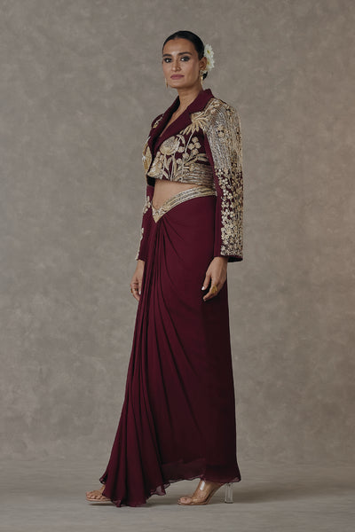 Masaba Plum Son Chidiya Cropped Blazer Set indian designer wear online shopping melange singapore