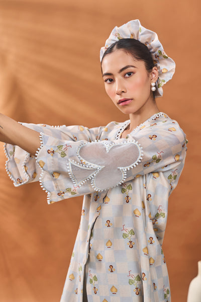 Masaba Powder Blue Checkers Bloom Tunic Set indian designer wear online shopping melange singapore