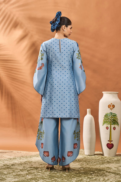 Masaba Powder Blue Spade Blossom Tunic Set indian designer wear online shopping melange singapore