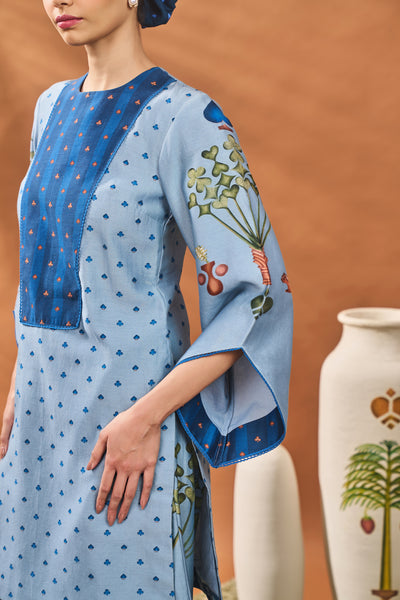 Masaba Powder Blue Spade Blossom Tunic Set indian designer wear online shopping melange singapore