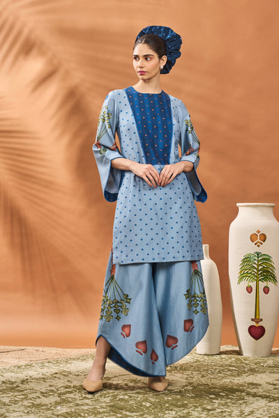 Masaba Powder Blue Spade Blossom Tunic Set indian designer wear online shopping melange singapore
