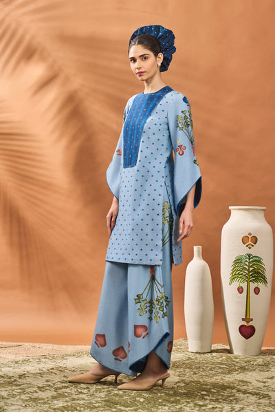 Masaba Powder Blue Spade Blossom Tunic Set indian designer wear online shopping melange singapore