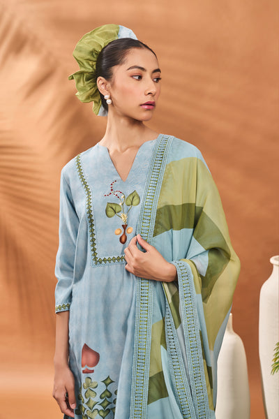 Masaba Powder Blue Spades Blossom Ckd indian designer wear online shopping melange singapore
