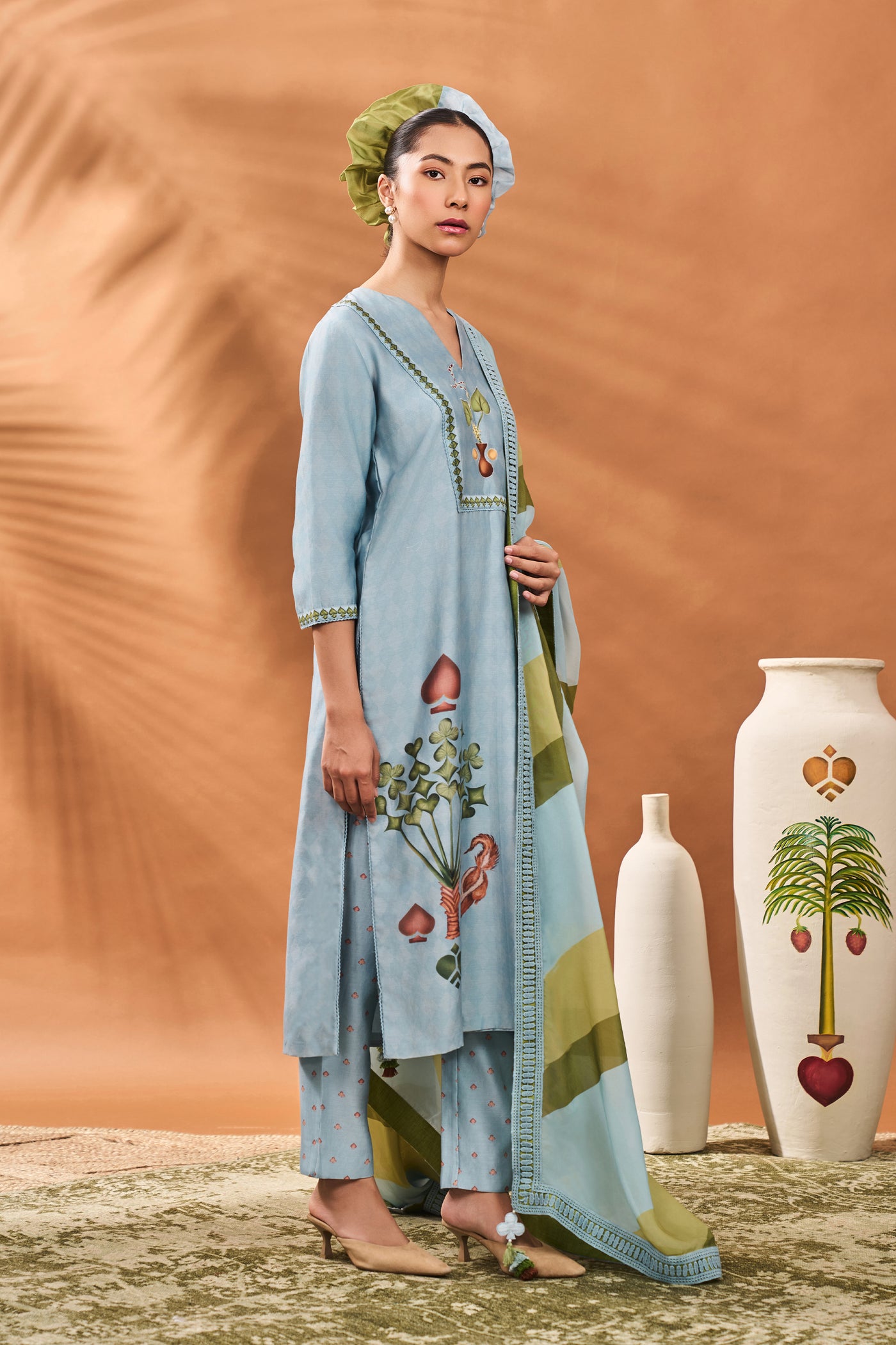 Masaba Powder Blue Spades Blossom Ckd indian designer wear online shopping melange singapore
