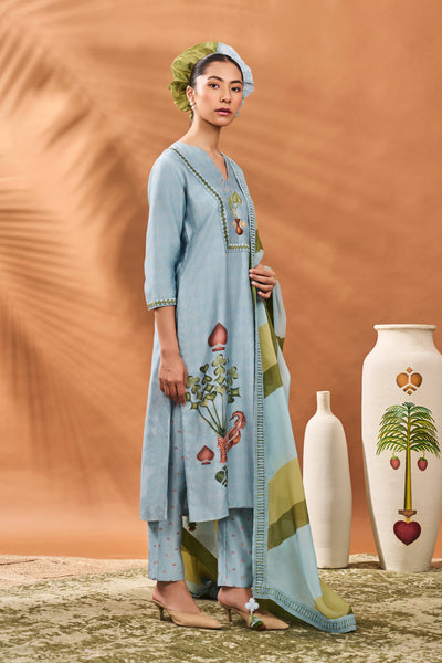 Masaba Powder Blue Spades Blossom Ckd indian designer wear online shopping melange singapore
