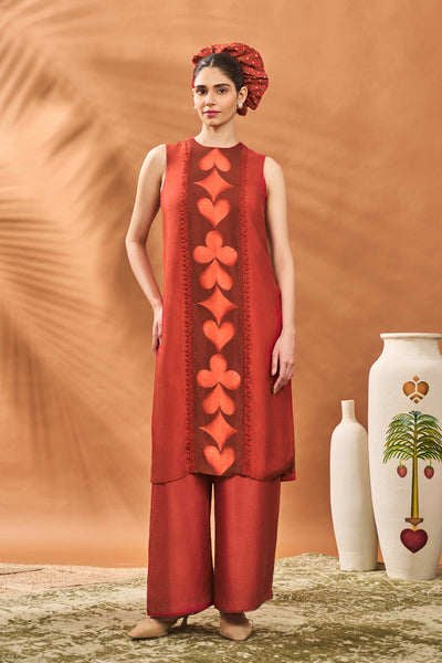 Masaba Red All Fours Tunic Set indian designer wear online shopping melange singapore