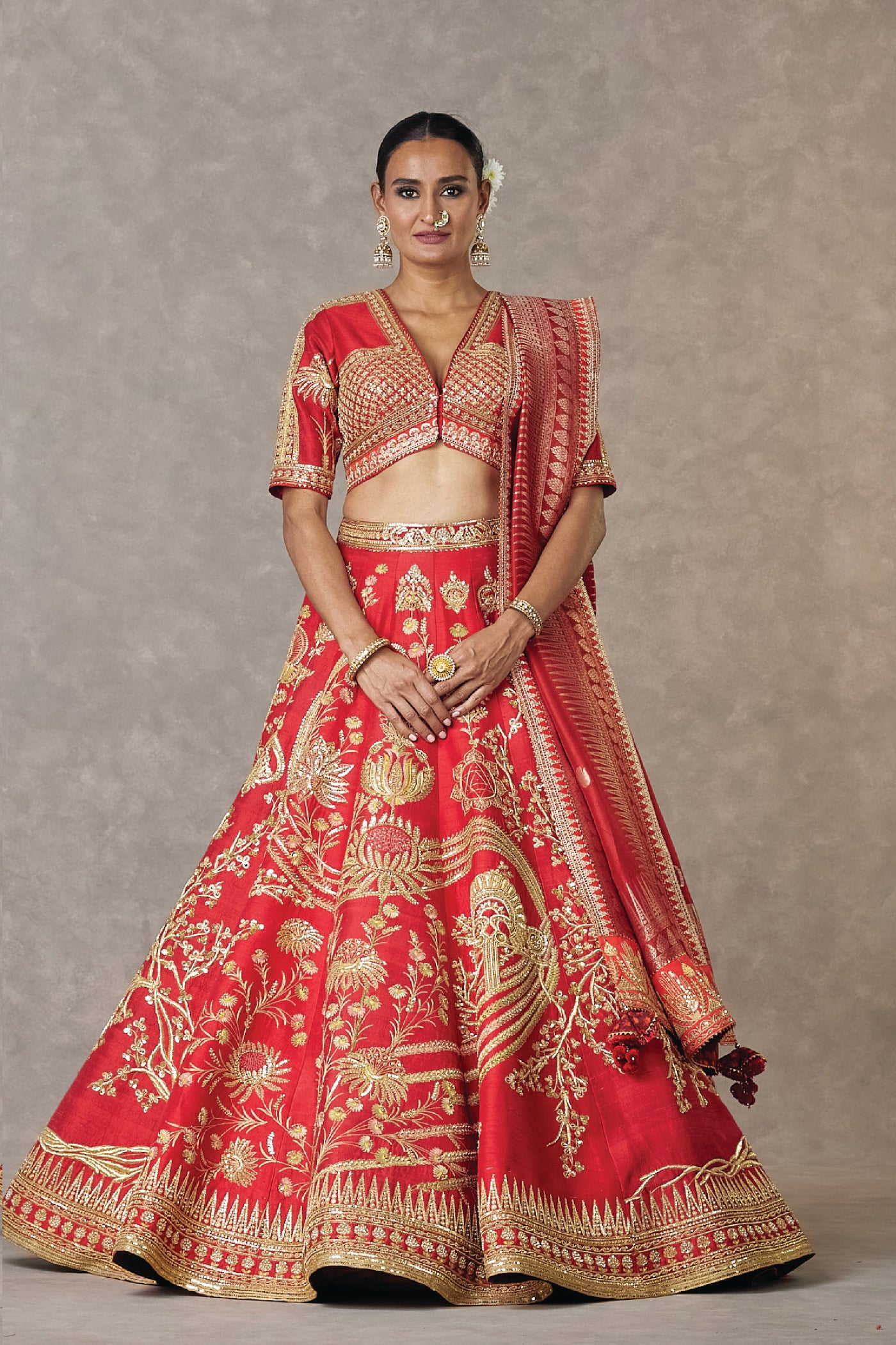 Masaba Red Bagh-E-Bahar Neelkamal Lehenga indian designer wear online shopping melange singapore