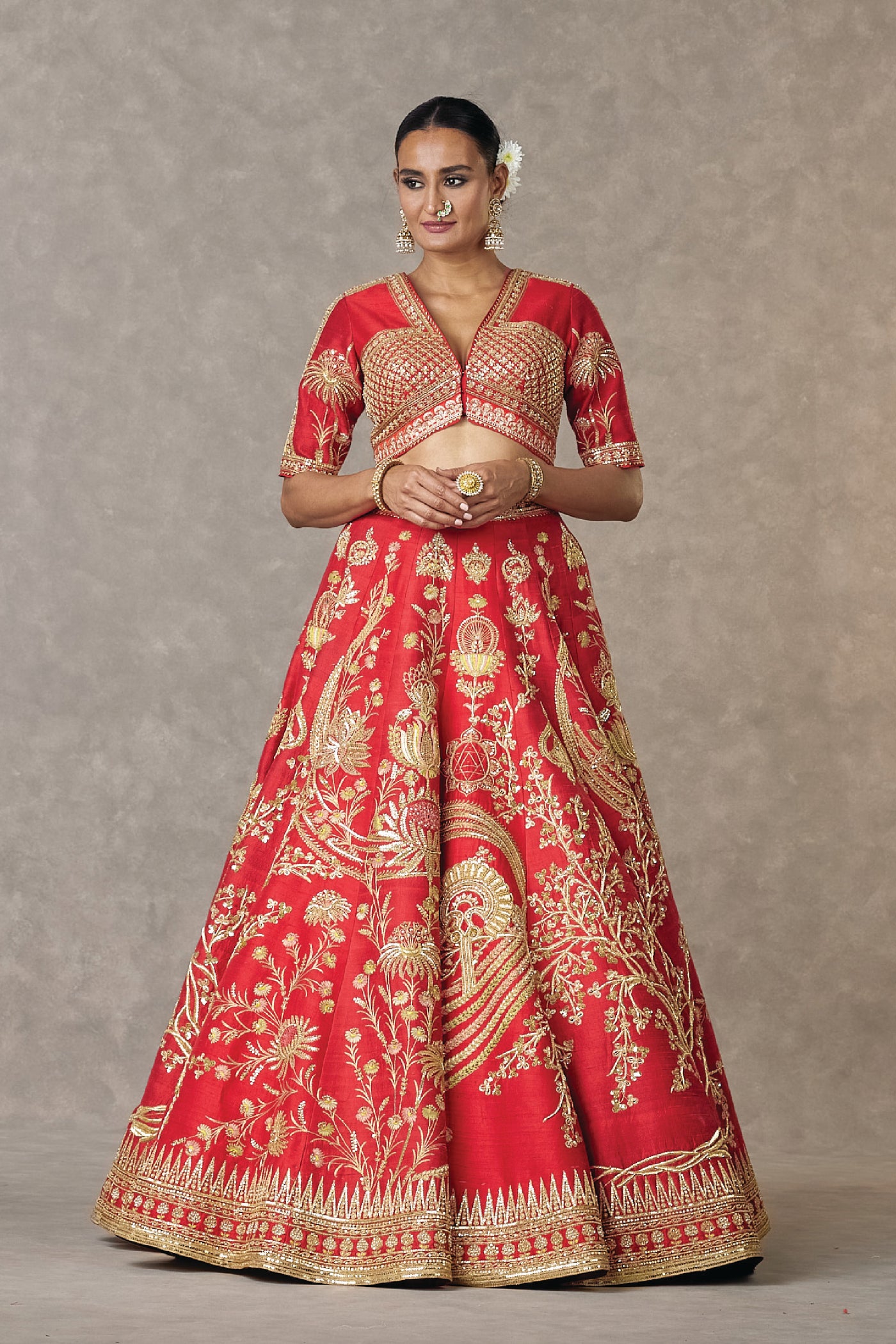 Masaba Red Bagh-E-Bahar Neelkamal Lehenga indian designer wear online shopping melange singapore