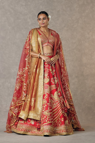 Masaba Red Bagh-E-Bahar Neelkamal Lehenga Set indian designer wear online shopping melange singapore