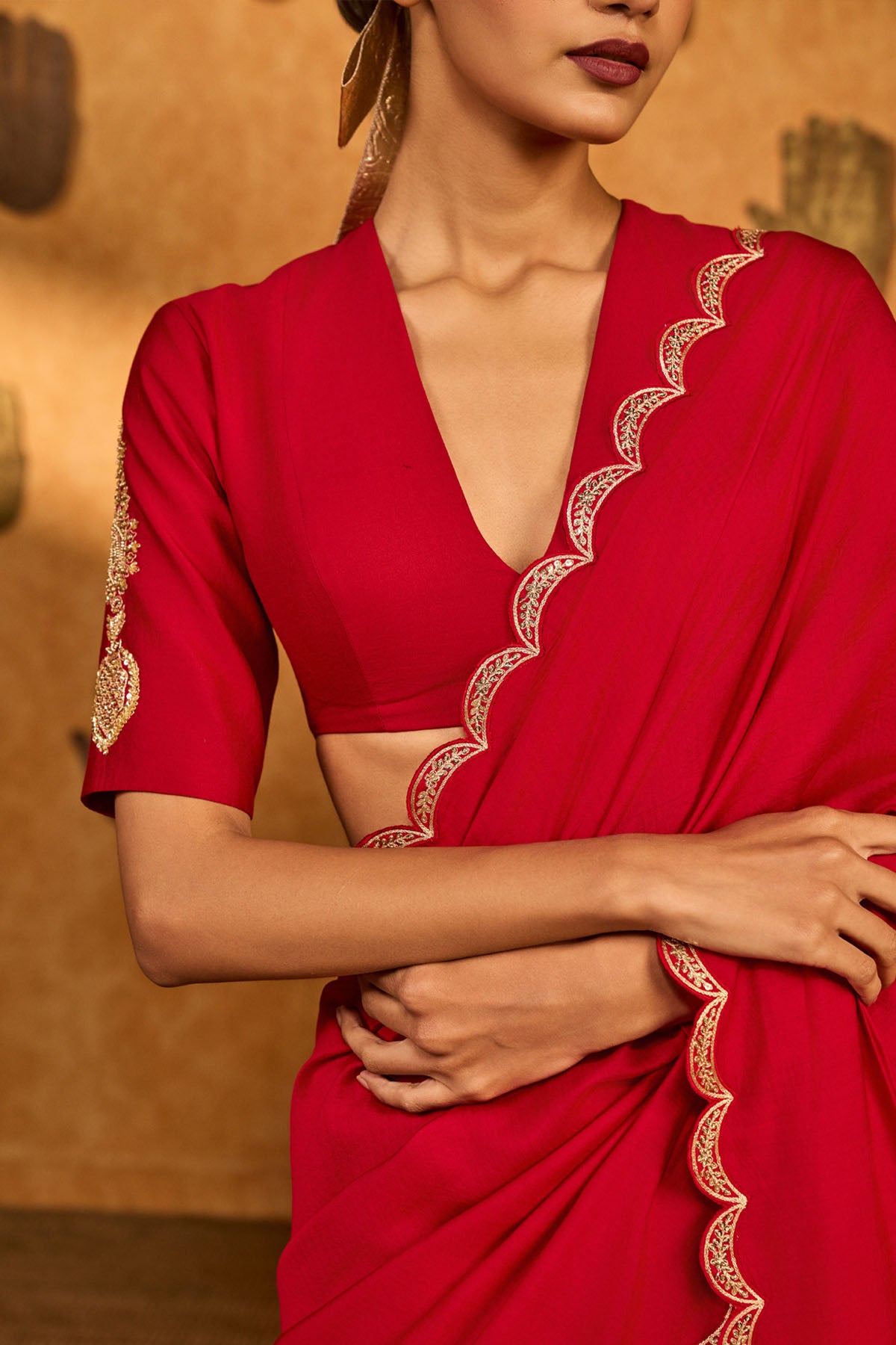 Masaba Red Bird Tales Saree indian designer wear online shopping melange singapore 
