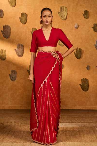 Red Bird Tales Saree