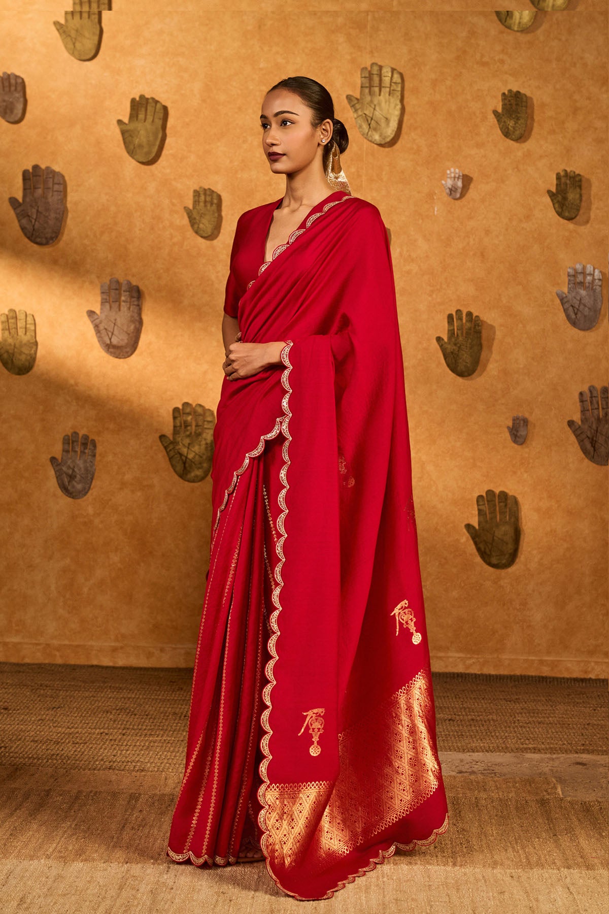 Masaba Red Bird Tales Saree indian designer wear online shopping melange singapore 