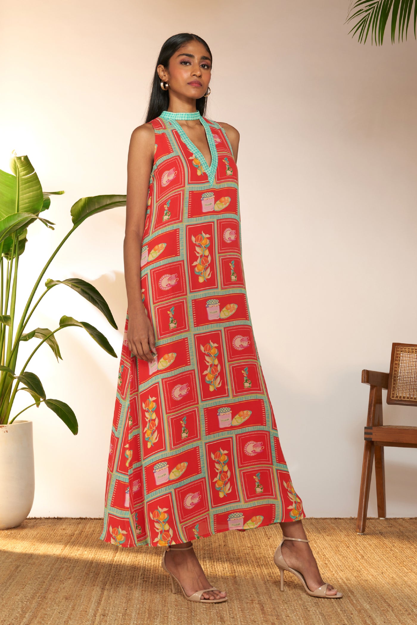 Masaba Red Checkmate Maxi Dress indian designer wear online shopping melange singapore