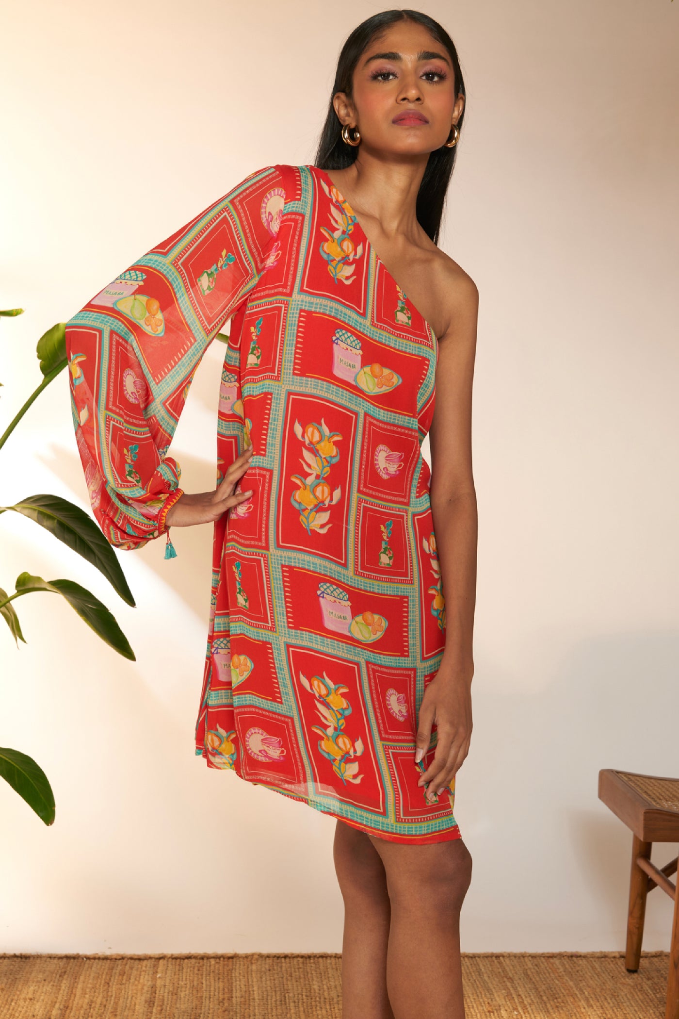 Masaba Red Checkmate Mini Dress indian designer wear online shopping melange singapore