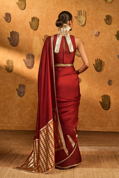 Masaba Red Fern Flame Saree indian designer wear online shopping melange singapore 
