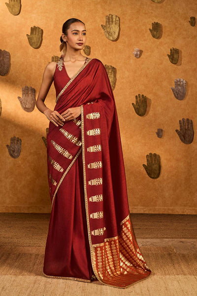 Masaba Red Fern Flame Saree indian designer wear online shopping melange singapore 