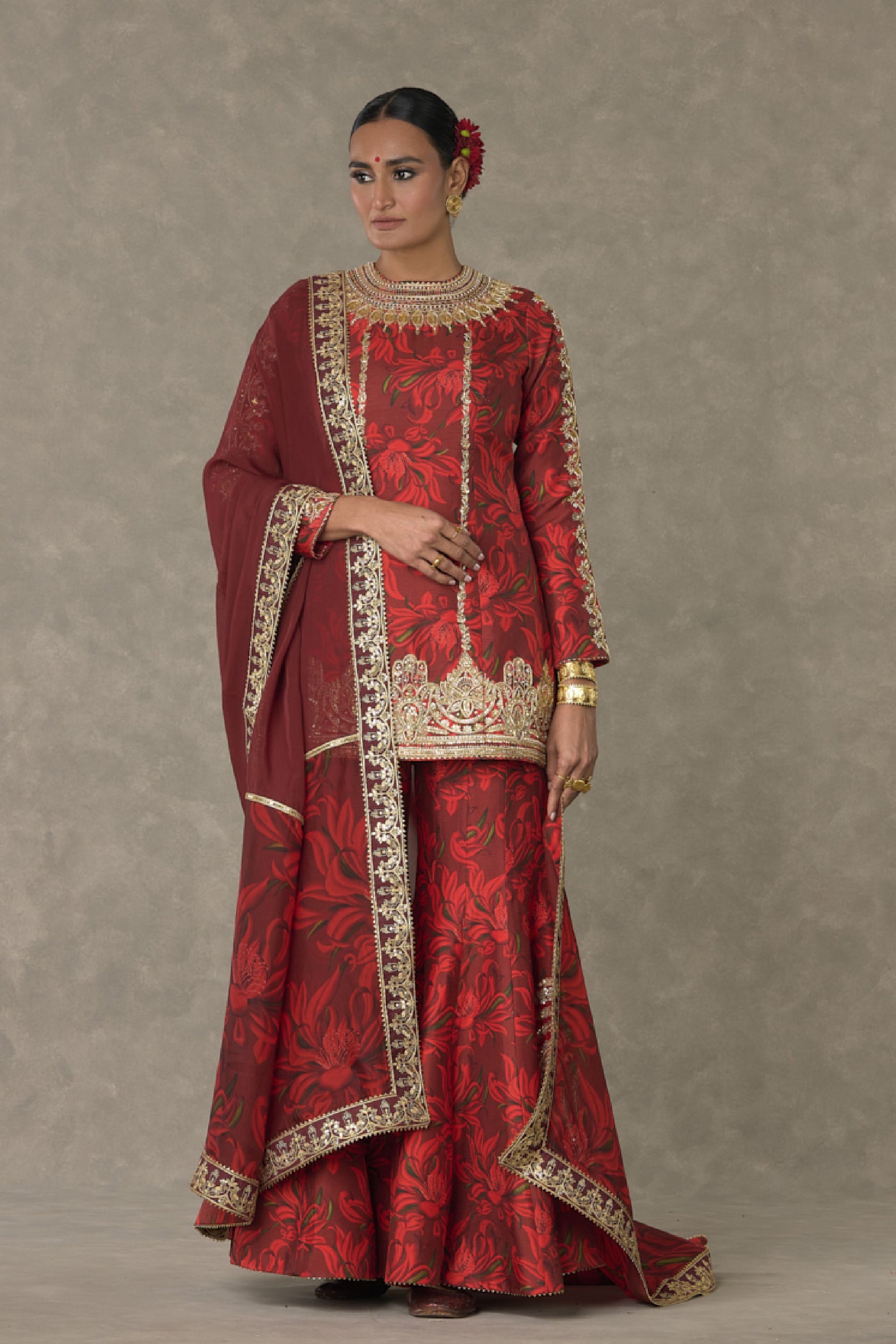 Masaba Red Gulmohar Sharara Set indian designer wear online shopping melange singapore