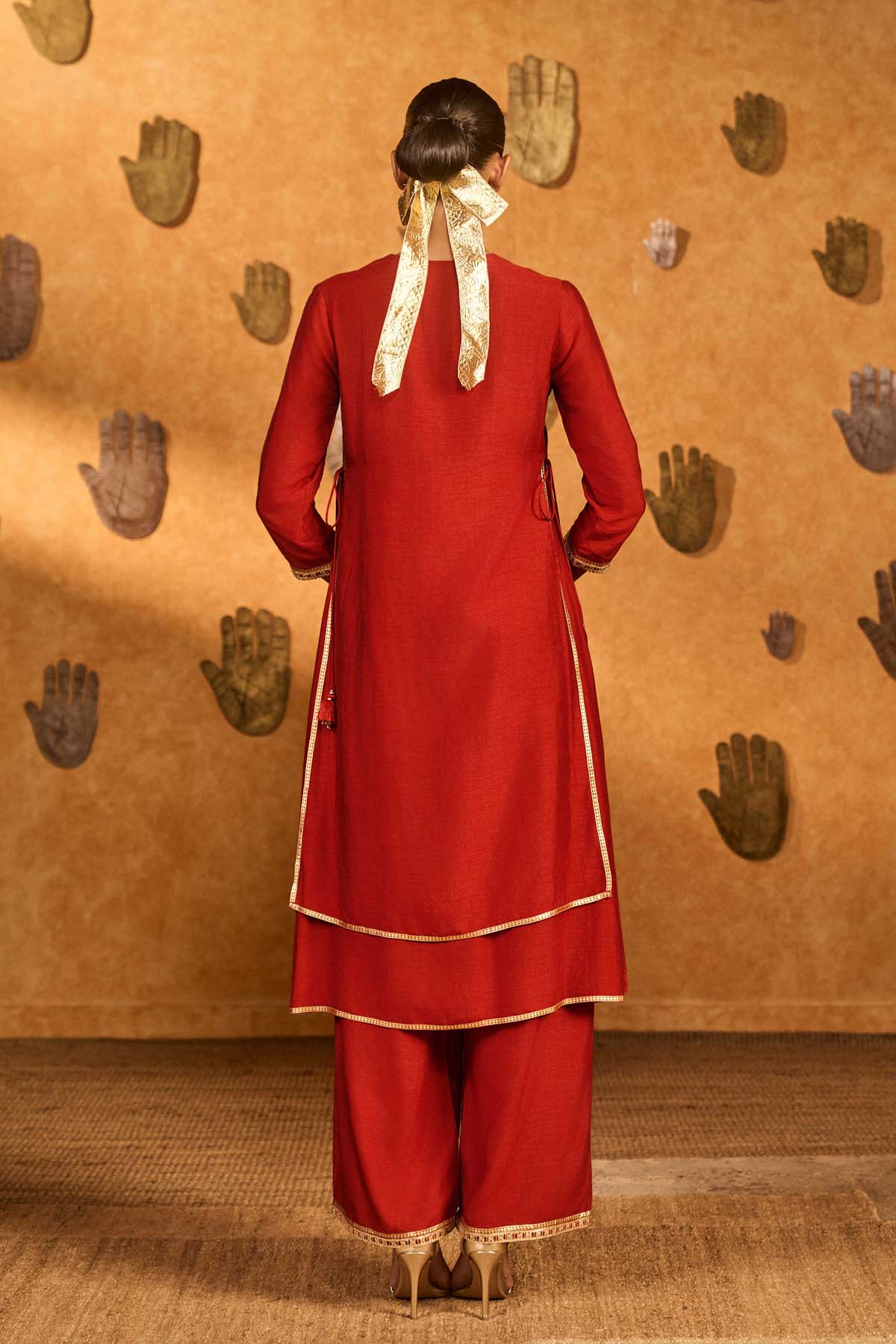 Masaba Red Mandarin Sky Kurta Set indian designer wear online shopping melange singapore 
