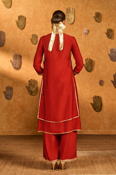 Masaba Red Mandarin Sky Kurta Set indian designer wear online shopping melange singapore 
