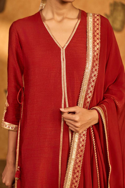 Masaba Red Mandarin Sky Kurta Set indian designer wear online shopping melange singapore 
