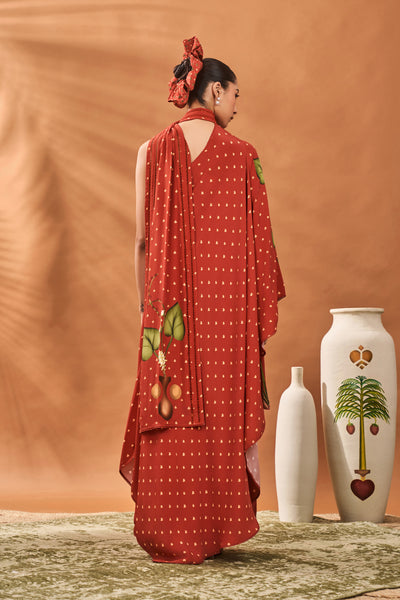 Masaba Red Meadow One Shoulder Tunic Set indian designer wear online shopping melange singapore