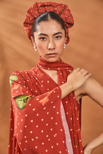 Masaba Red Meadow One Shoulder Tunic Set indian designer wear online shopping melange singapore