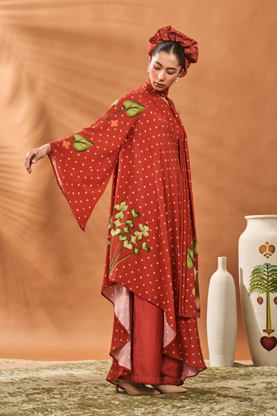 Masaba Red Meadow One Shoulder Tunic Set indian designer wear online shopping melange singapore