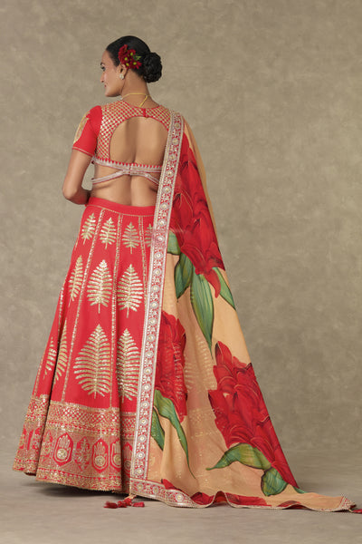 Red Paan Patti Lehenga Set