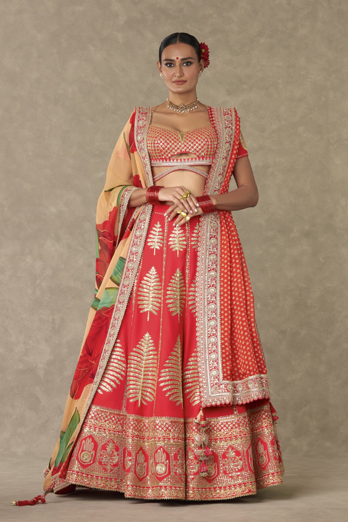 Masaba Red Paan Patti Lehenga Set indian designer wear online shopping melange singapore