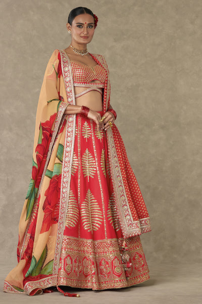 Masaba Red Paan Patti Lehenga Set indian designer wear online shopping melange singapore