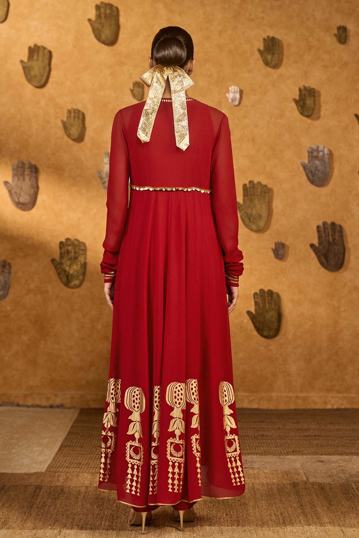 Masaba Red Pop Pod Pendant Anarkali Set indian designer wear online shopping melange singapore 
