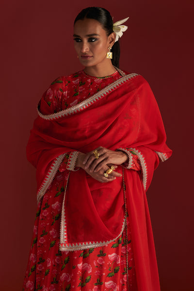Masaba Red Rain Lily Culotte Set Indian designer wear online shopping melange singapore