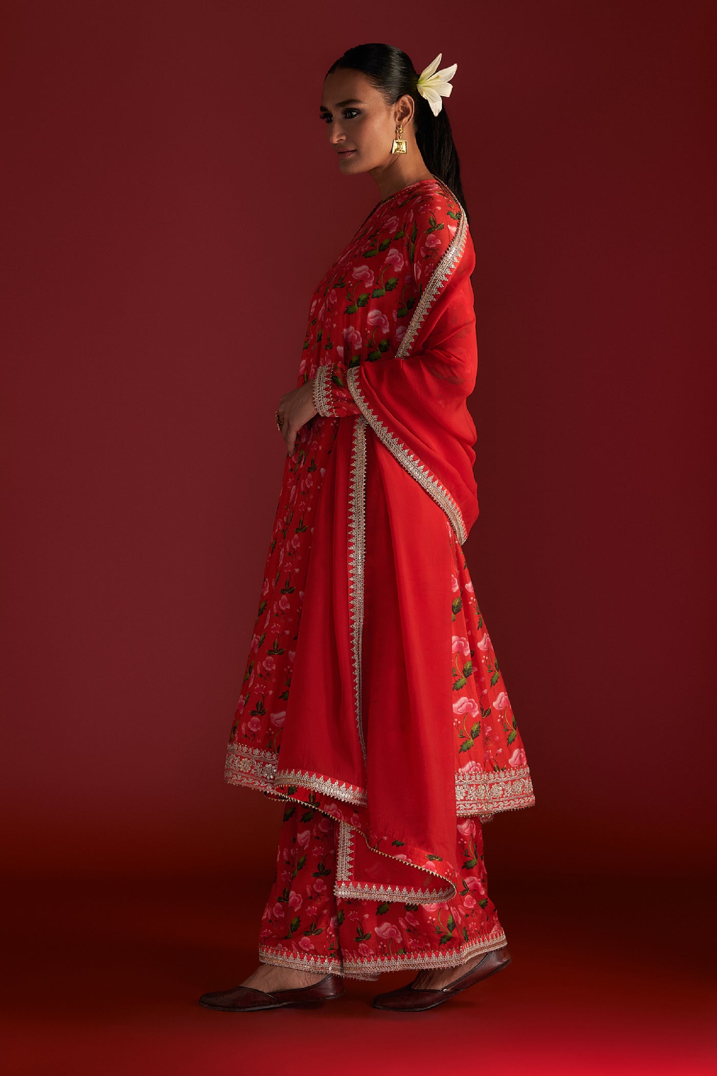 Masaba Red Rain Lily Culotte Set Indian designer wear online shopping melange singapore