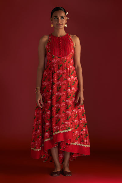 Masaba Red Rain Lily Kurta Dress Indian designer wear online shopping melange singapore