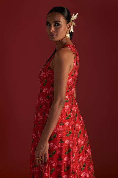 Masaba Red Rain Lily Kurta Dress Indian designer wear online shopping melange singapore
