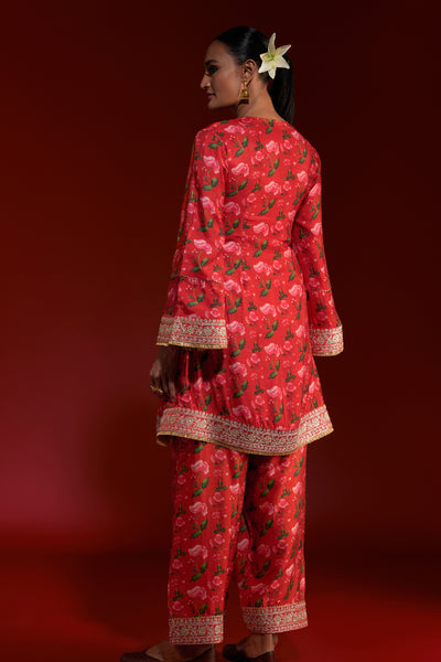 Masaba Red Rain Lily Salwar Set Indian designer wear online shopping melange singapore