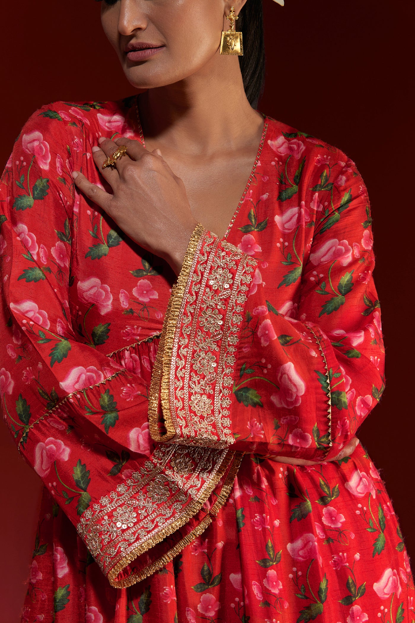 Masaba Red Rain Lily Salwar Set Indian designer wear online shopping melange singapore