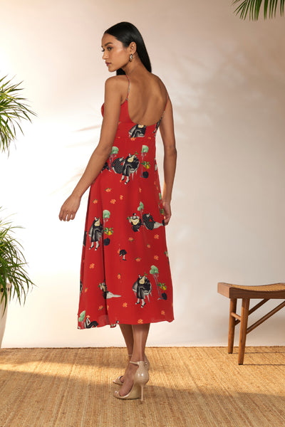 Masaba Red Tropical Backless Dress indian designer wear online shopping melange singapore