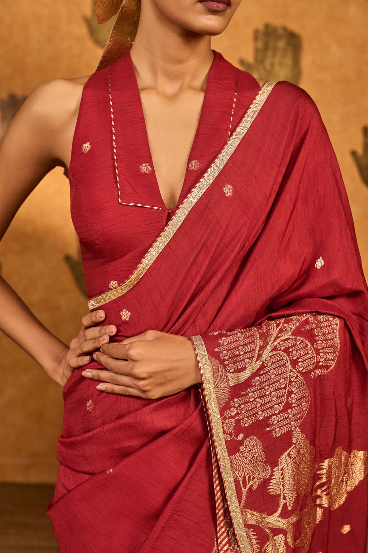 Masaba Red Zen Saree indian designer wear online shopping melange singapore 