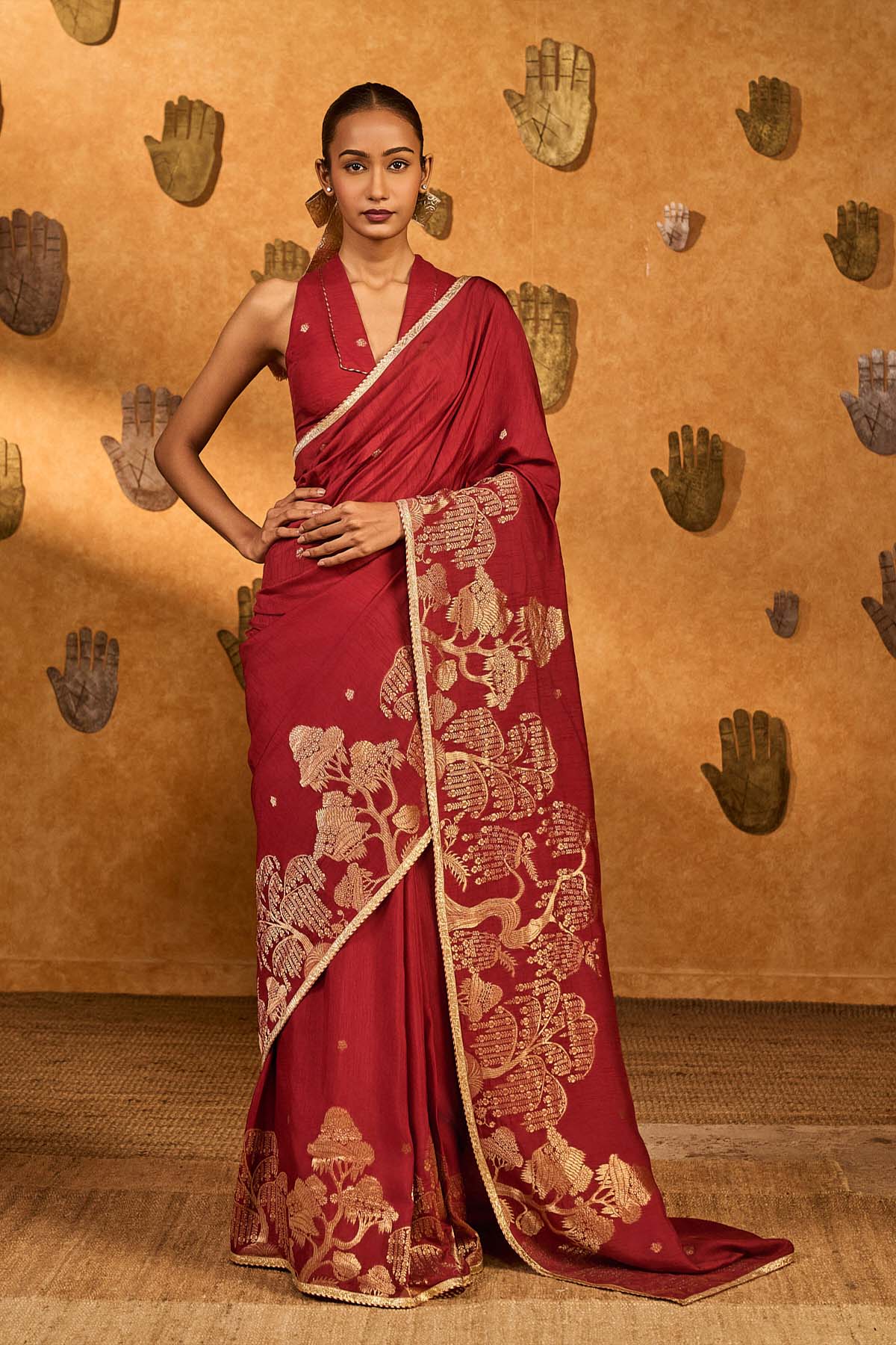 Masaba Red Zen Saree indian designer wear online shopping melange singapore 