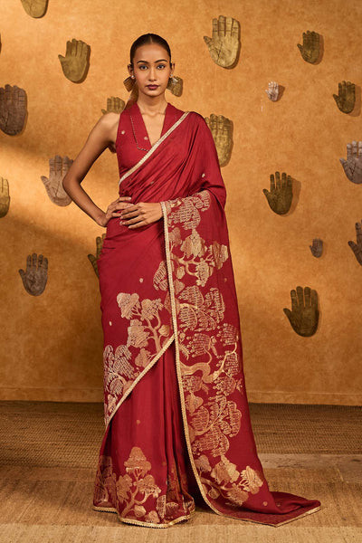 Masaba Red Zen Saree indian designer wear online shopping melange singapore 