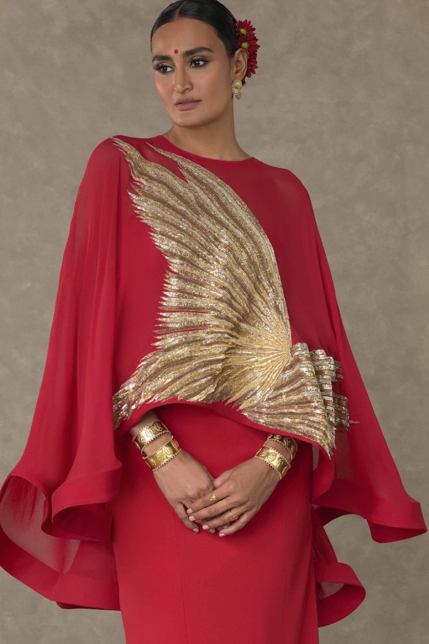 Masaba Red Son Chidiya Gown Set indian designer wear online shopping melange singapore